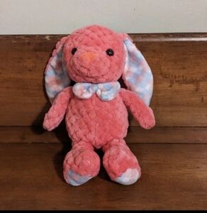 Kellytoy Hot Pink Rabbit Bunny Quilted Textured Plush Stuffed Animal Easter